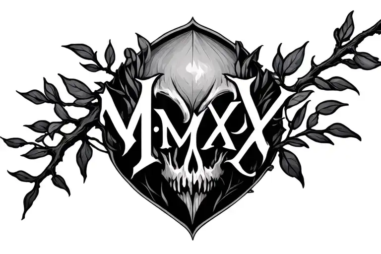 Mcmlxiiiiimxxv As A Tattoo With Branch In The Background