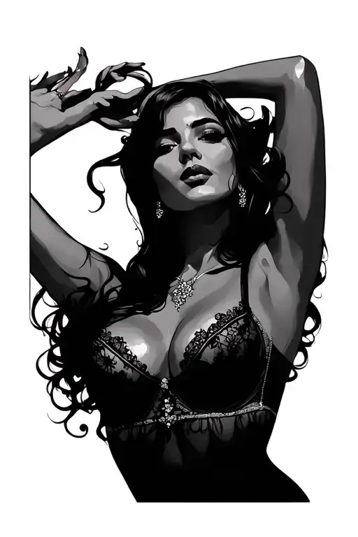 South Asian Woman Pin Up Girl In Lingerie
