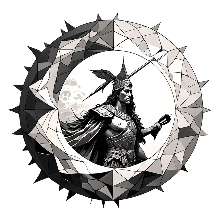 Geometric Moon Sun Roman Warrior