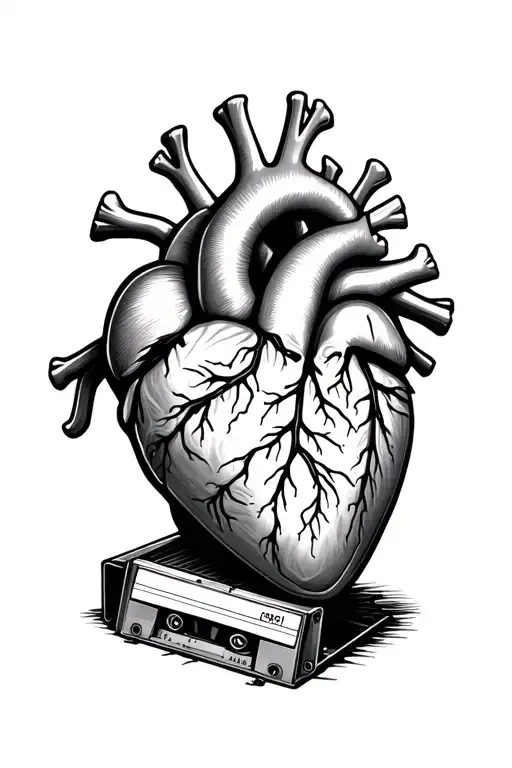 Human Heart With A Music Cassette In A Setting