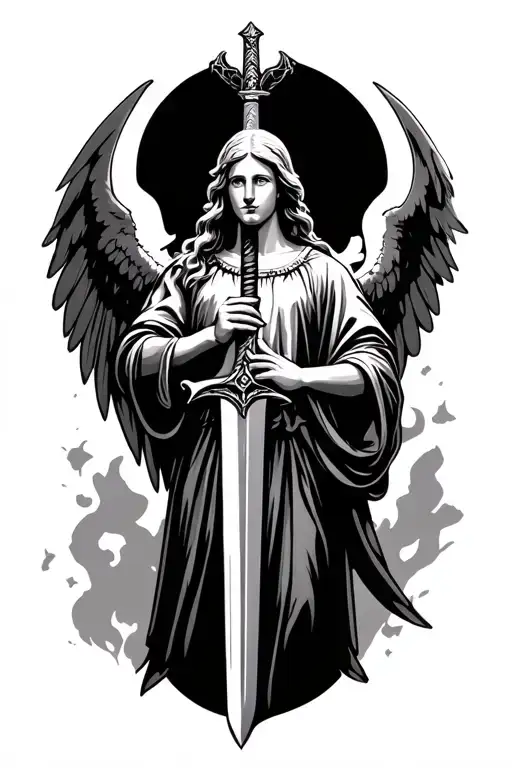 Guardian Angel Holding A Sword Going