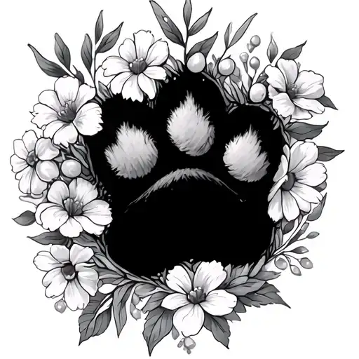 Paw Print And Birth Flowers Wrapped Round