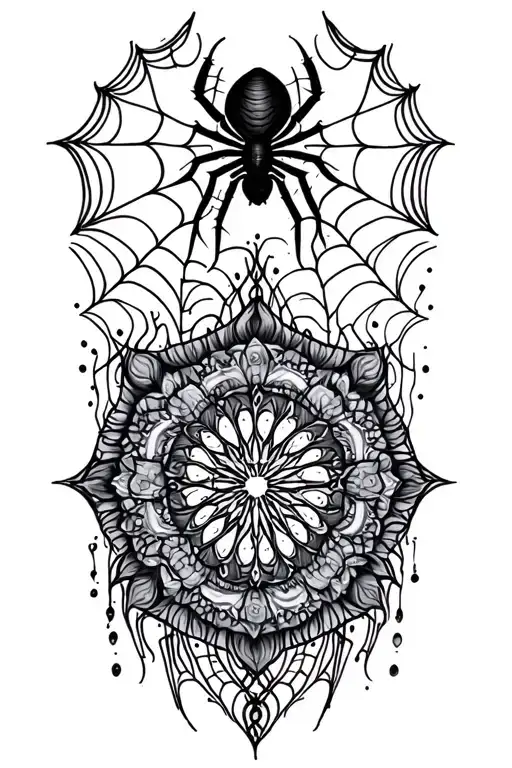 Blsck Mandala Along With Spider Webs
