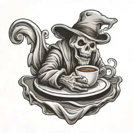 A Spooky Ghost Enjoying A Cup Of Coffee In A Medical Setting