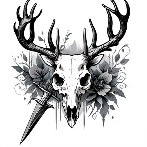 Dagger And Deer Skull