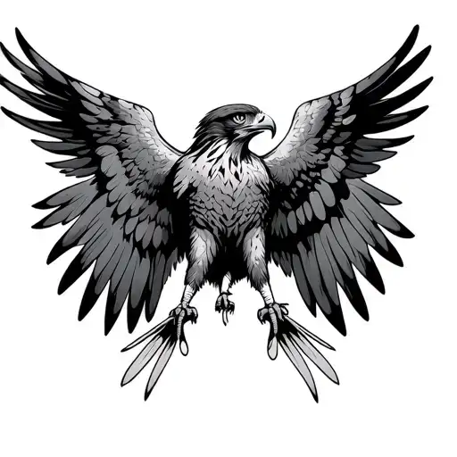 Hawk With Wings Spread