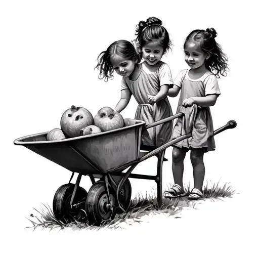 Little Girls Playing Wheelbarrow Game