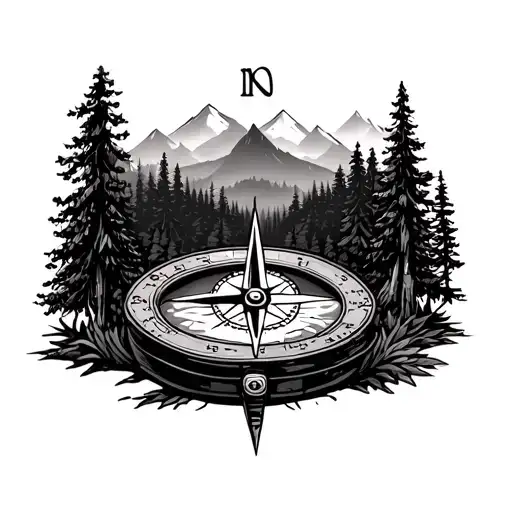 Forest Landscap With Compass