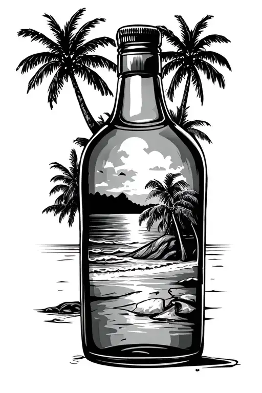 Rum Bottle Beach With Palm Trees
