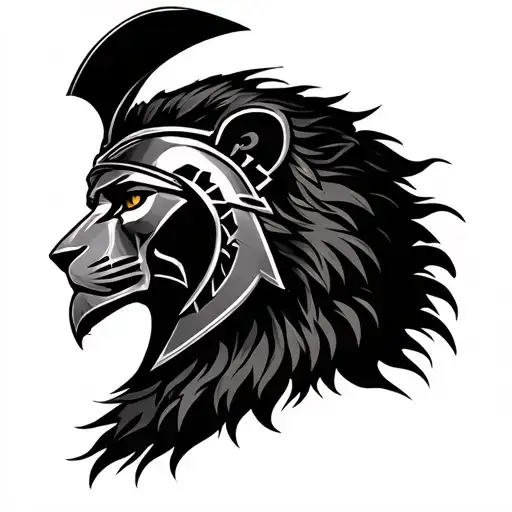 Spartan Warrior With Lion Face