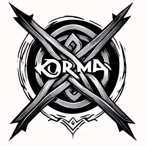 Karma Knot Design Incorporating Karma Word Arrow Futuristic