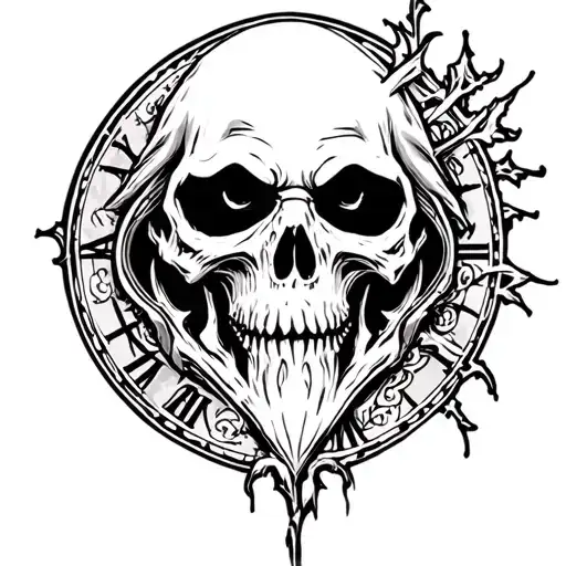 Father Time As Grim Reaper Silohuette