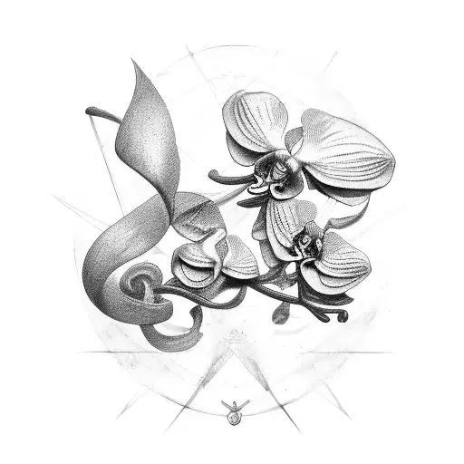 Sagitarrius Sign With Orchid