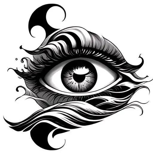 The Ocean Waves And A Eye Symbol Integrated To Fit As A Forearm Sleeve