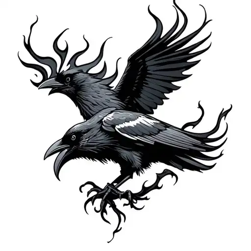 Raven With Flames Left Arm