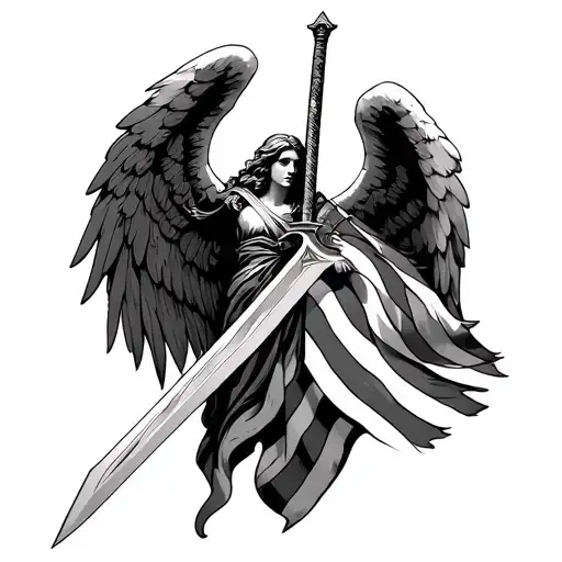 Arch Angel With Sword With American Flag In Bac Odyssey