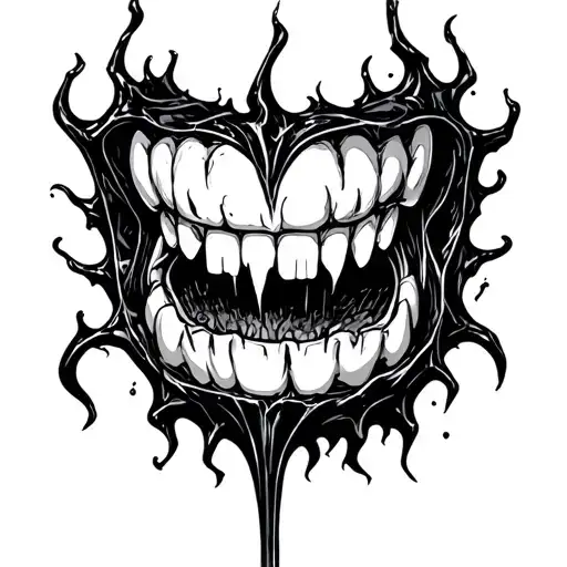 Dark Gothic Venom-like Print On Teeth