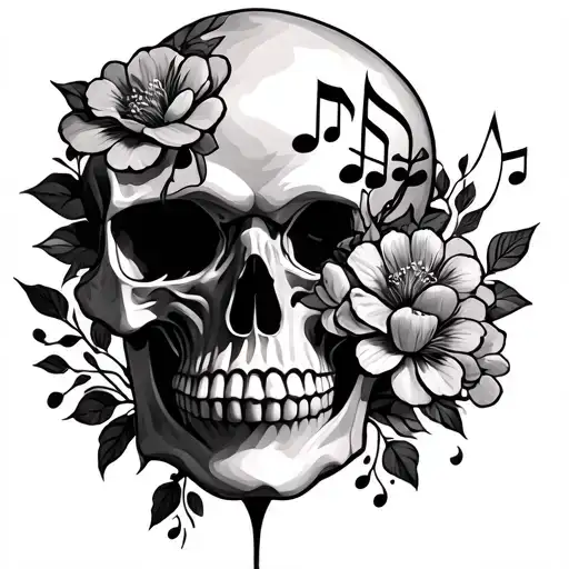 Skull Flowers Music Notes