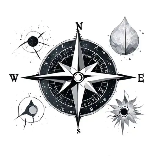 Minimalist Compass Including The Four Elements