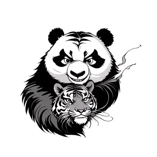 Kung Fu Panda Po And Tigress Forearm Tattoo Design Combining