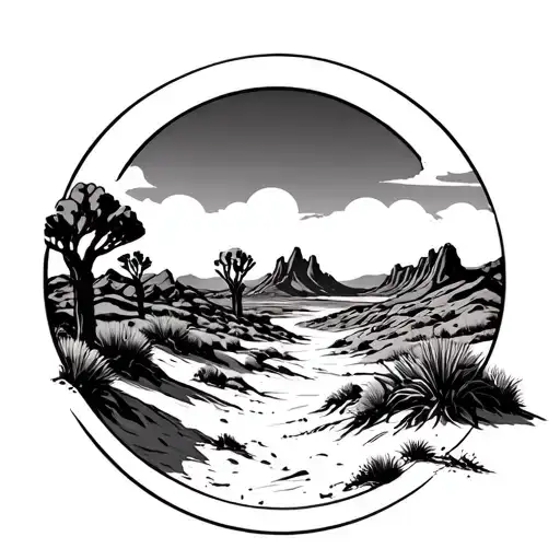 Desert Landscape In Circle