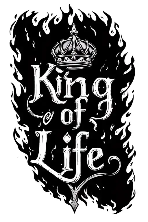 King Of Life Inscription Against The Background Of Fire In The Area