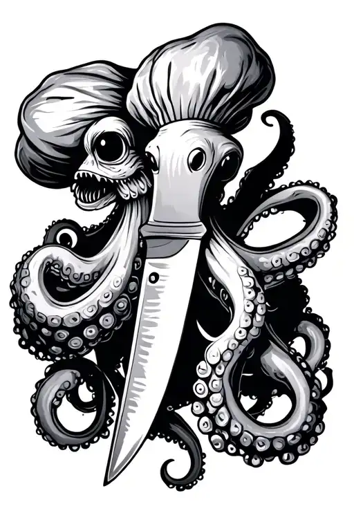 Octopus Holding Chefs Knife
