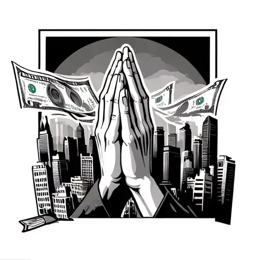 Praying Hands City Skyline Money