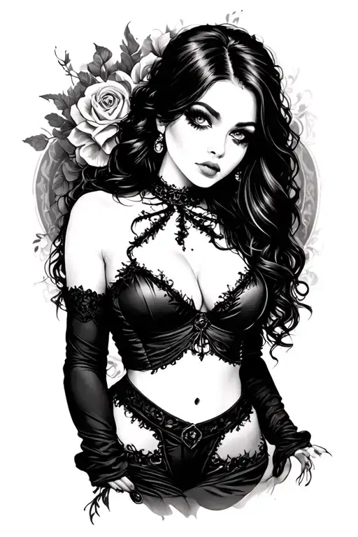 Black And Grey Gothic Pinup Girl