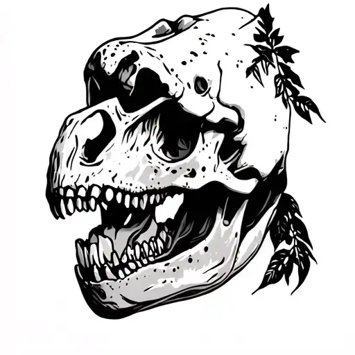 Trex Skull With Nature Surrounding Jt