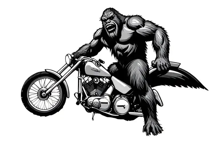 Bigfoot Riding Motorcycle