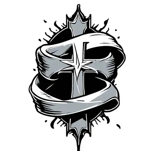 A Christian Cross With The Letter I Wrapped Around