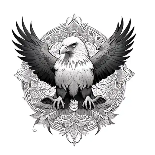 Mandala Tattoo With Eagle Realism