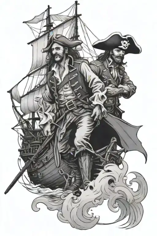 Pirate Captain On Ship Sailing