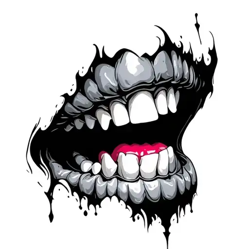 Human Teeth Designed With Dark Gothic Print Forming Mouth