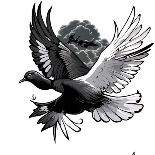 Gang Member And Cloud Shadow And Dove Flying