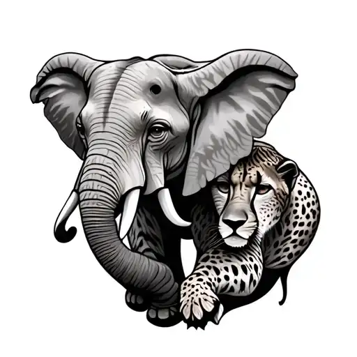 Elephant And Cheetah