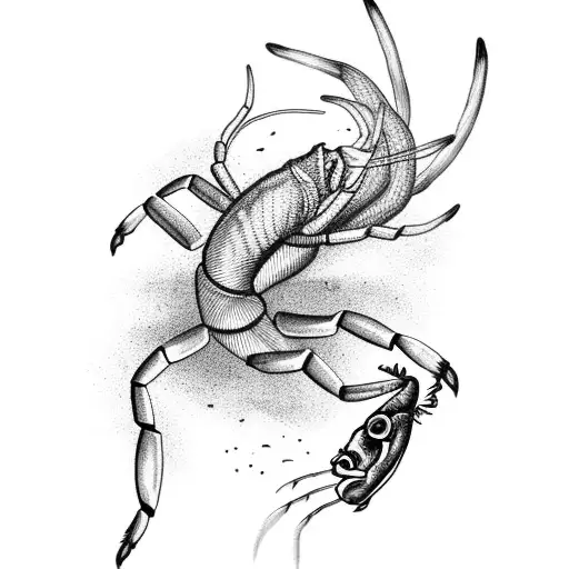 Scorpion With Fish A Pond And A Deer