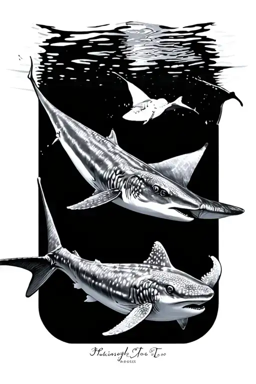 A Whale Shark And A Manta Ray Swimming