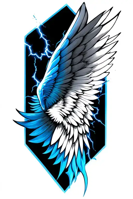 Fine Line Geometry Wing With Realistic Blue Lightning
