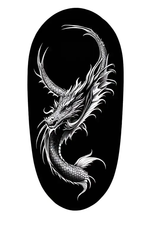 Pisces And Dragon Tattoo Design Combining Elements