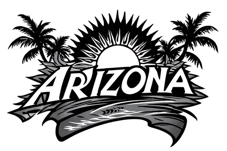 Arizona Logo With The Sun And Polynesian Style