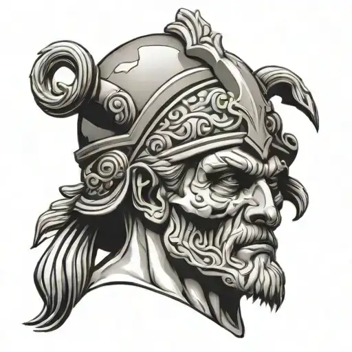 Greek Tattoo Head Bust With A Skull