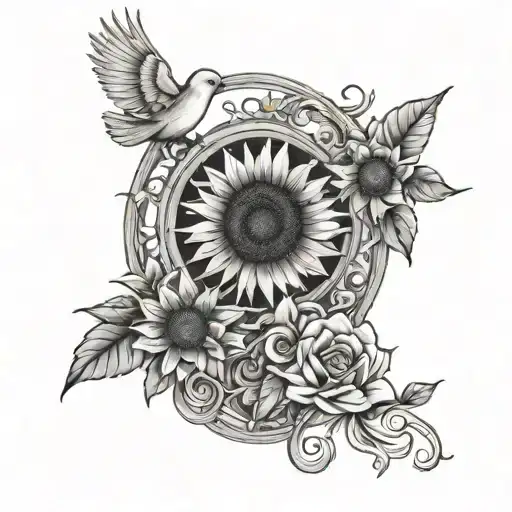 Sunflower And Dove And Heaven Gates