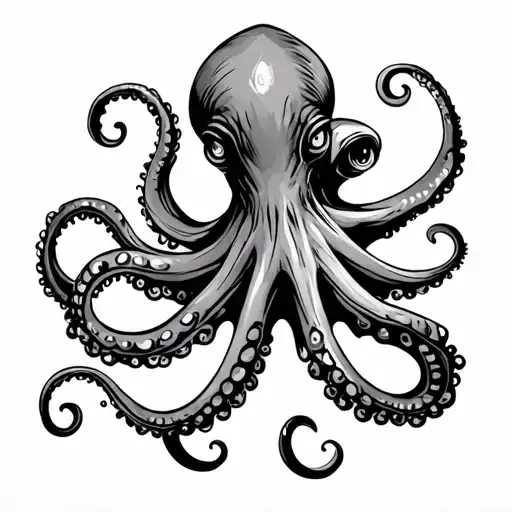 An Octopus With A Old School Art On The Forearm