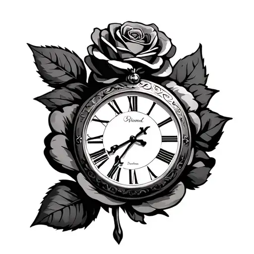 Clock And A Rose Wrapped