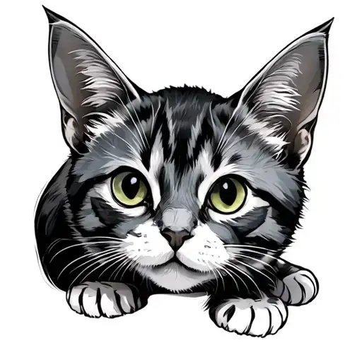 Neotrad Of A Mixed Color Cat Crawling