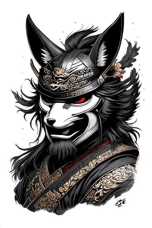 Samurai With Mask Of Kitsune