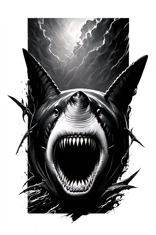 Evil Great White Shark Realism Style