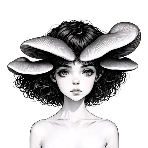 Girl With Mushroom Hair And Infinity Background